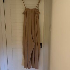 OZMA Tan Maxi Jumpsuit